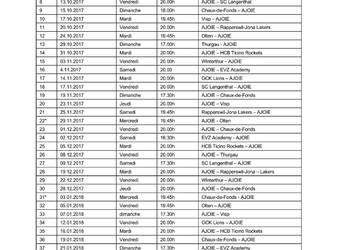 Calendrier HCA 2017-2018