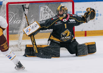 1 Wolf Tim, C.G Photographie, Colin Girard, GSHC, Gardien, Genève Servette Hockey Club, HCA, HCAjoie, Hockey Club Ajoie, Joueurs NL, NL, National League, Porrentruy, RAIFFEISEN ARENA, Saison 2023-24, arrêt, hockey