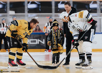 26 Fey Kevin, C.G Photographie, Club National League, Colin Girard, Enzo, HCA, HCAjoie, Hockey Club Ajoie, Joueurs 1ERE, Maillot Jaune, Match spécial, NL, National League, Porrentruy, RAIFFEISEN ARENA, Saison 2024-25, enfant, hockey