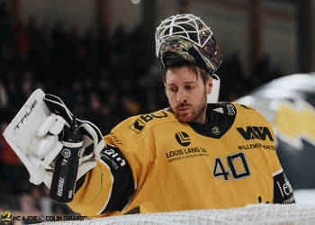 40 Ciaccio Damiano, C.G Photographie, Club National League, Colin Girard, Gardien, HC Ajoie, HCA, HCA Vs EVZ, Joueurs 1ERE, NL, National League, RAIFFEISEN ARENA, Saison 2024-25, Saison24-25, avant match, hockey