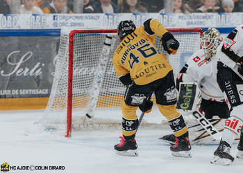46 Rundqvist Adam, But, C.G Photographie, Club National League, Colin Girard, HC Ajoie, HCA, HCA Vs HCL, Joueurs 1ERE, NL, National League, PlayOut, RAIFFEISEN ARENA, Saison 2024-25, Saison24-25, célébration, hockey