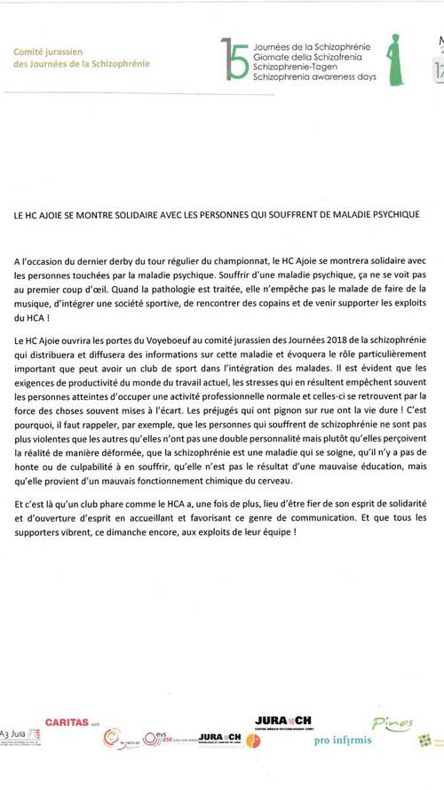 Le HC AJOIE solidaire