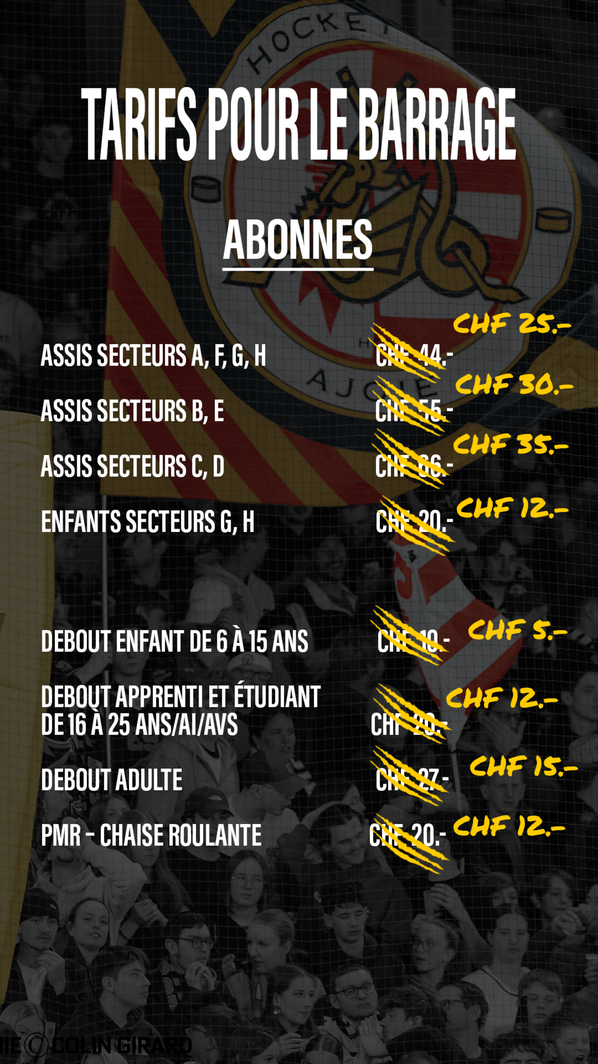Informations concernant la billetterie pour les matchs de barrage face au EHC Visp