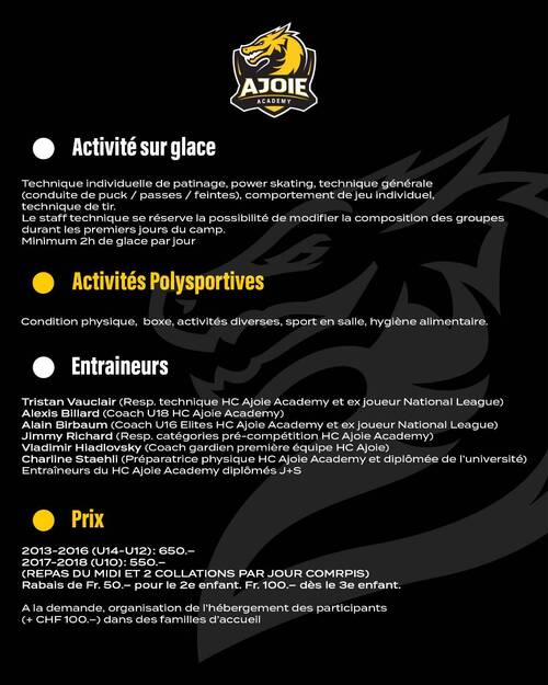 camp d'été de hockey sur glace 2026